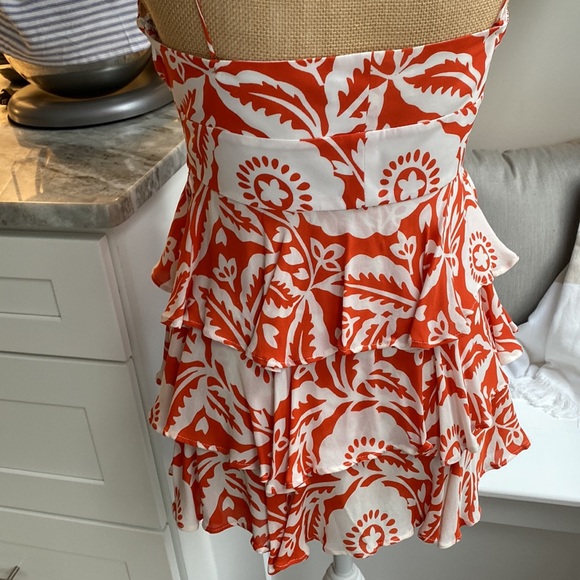 🍊Michael Kors Orange Flower Ruffle Top - Picture 5 of 12